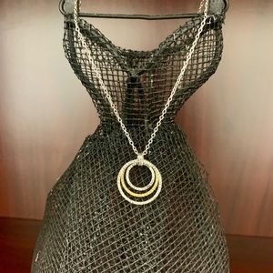 Sterling Silver and Brass Necklace with Circle Pendant
